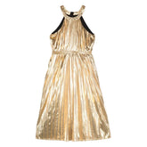 Metallic Effect  Pleated Halter Neck Dress